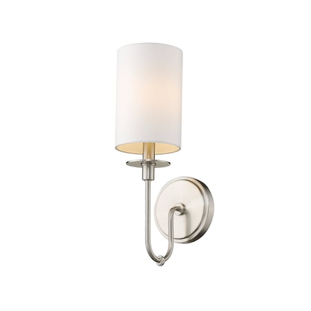 Z-Lite Ella 1 Light Wall Sconce, Brushed Nickel & White 809-1S-BN